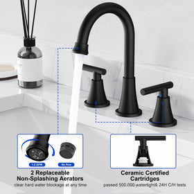 Hurran matte black faucet side view shows modern design