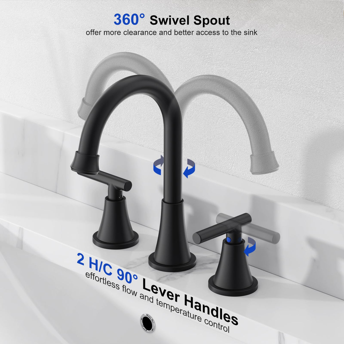 Hurran pop-up drain with overflow matches the faucet finish