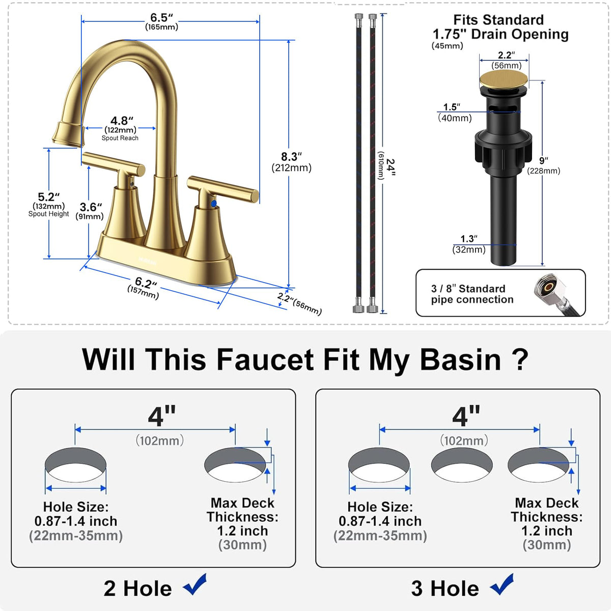 Hurran pop-up drain with overflow for reliable drainage and easy cleaning.