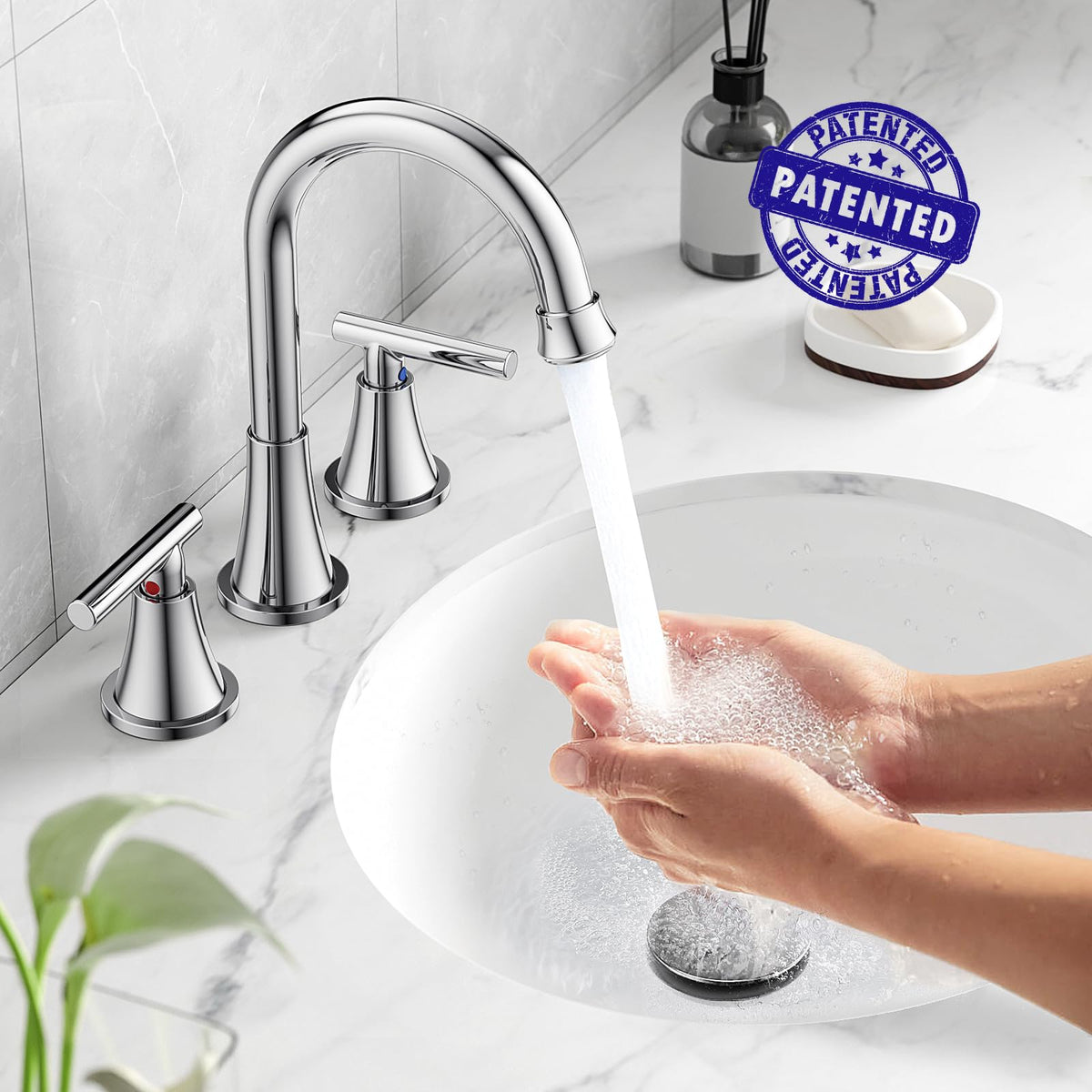 Hurran pop-up drain with overflow for a clean, functional setup