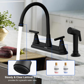 HURRAN pull-out sprayer reaches about 35 inches for easy sink cleaning