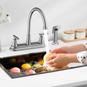HURRAN pull-out sprayer extends reach to clean corners and pots