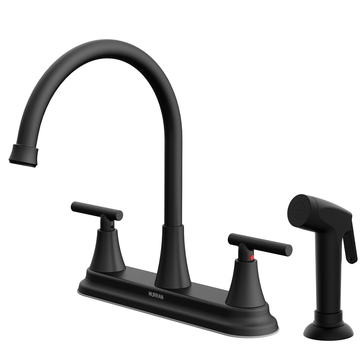 HURRAN two-handle kitchen faucet with pull-out sprayer for precise hot and cold control