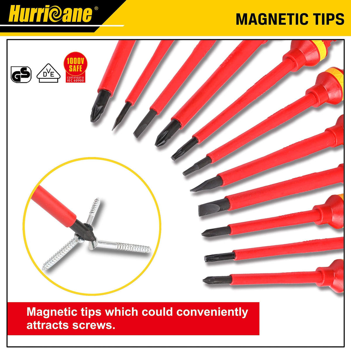 HURRICANE 1000V chrome-vanadium blades emphasizing durability and longevity.