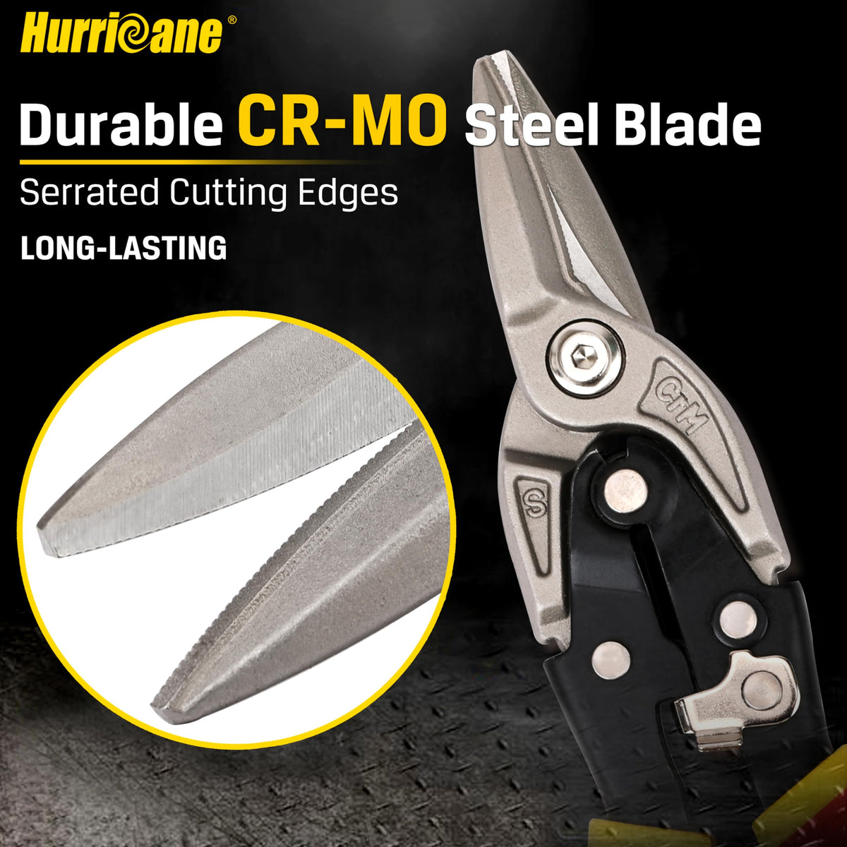 Hurricane tin snips safety lock for secure storage between tasks