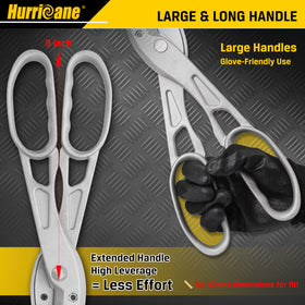 Hurricane tin snips cutting through 24-gauge steel for light metal projects.