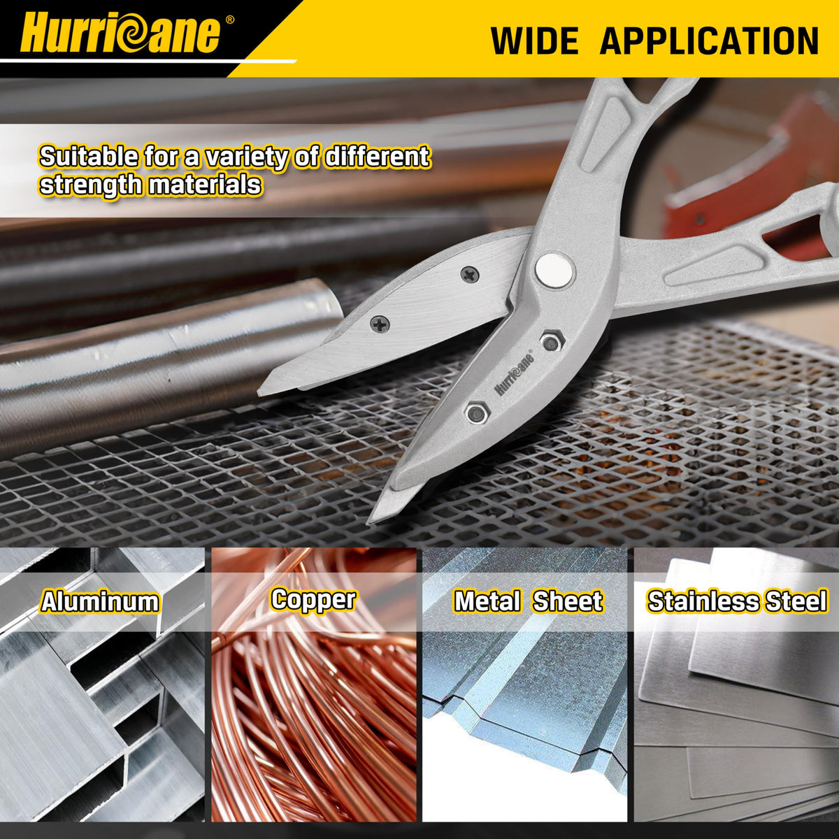 Hurricane snips alongside spare blade set highlighting easy blade changes.