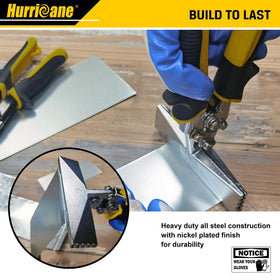 HURRICANE seamer folds 18-gauge galvanized, 30-gauge cold-rolled steel, and 30-gauge stainless steel