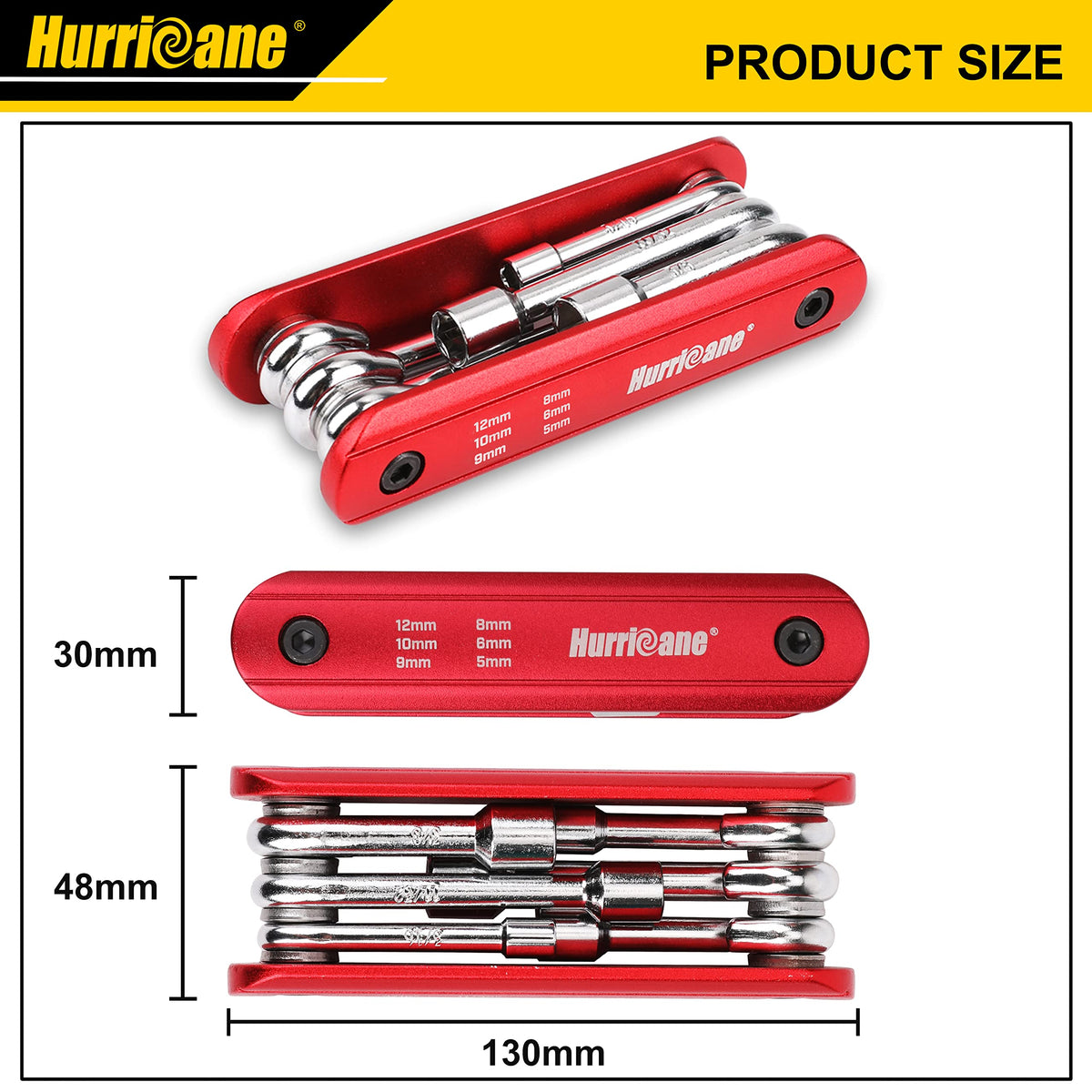 HURRICANE 6-in-1 folding nut driver set, 12mm: robust option for heavy-duty bolts.