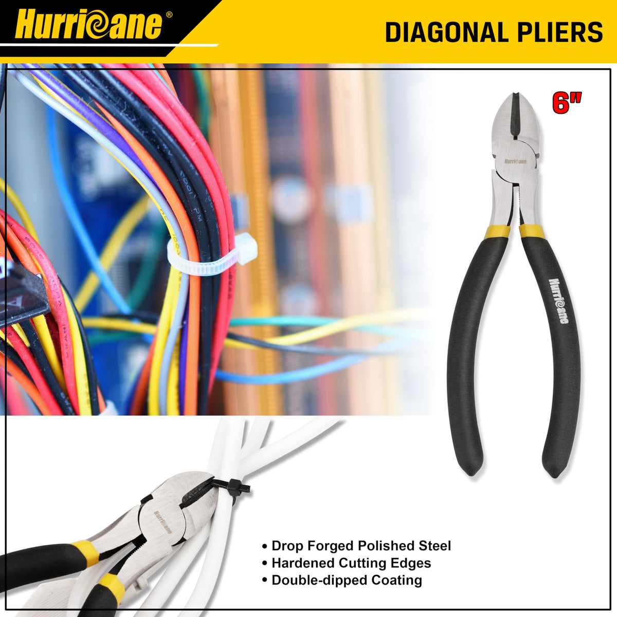 HURRICANE diagonal pliers 6in precision cutting for clean flush cuts