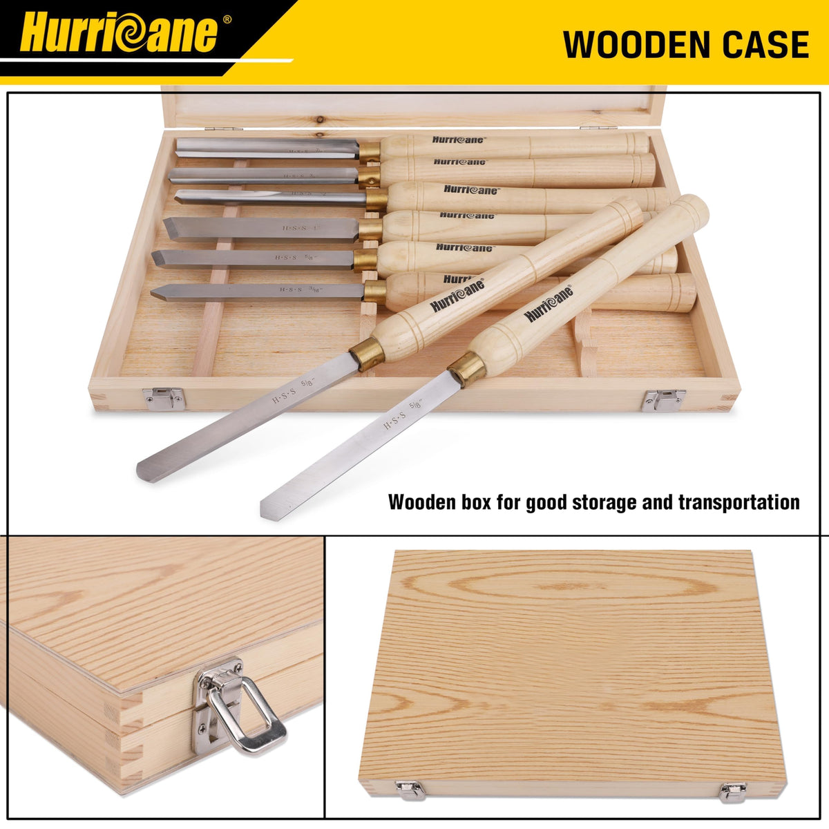 HURRICANE 8pc lathe chisel set 10 inch solid hardwood handles