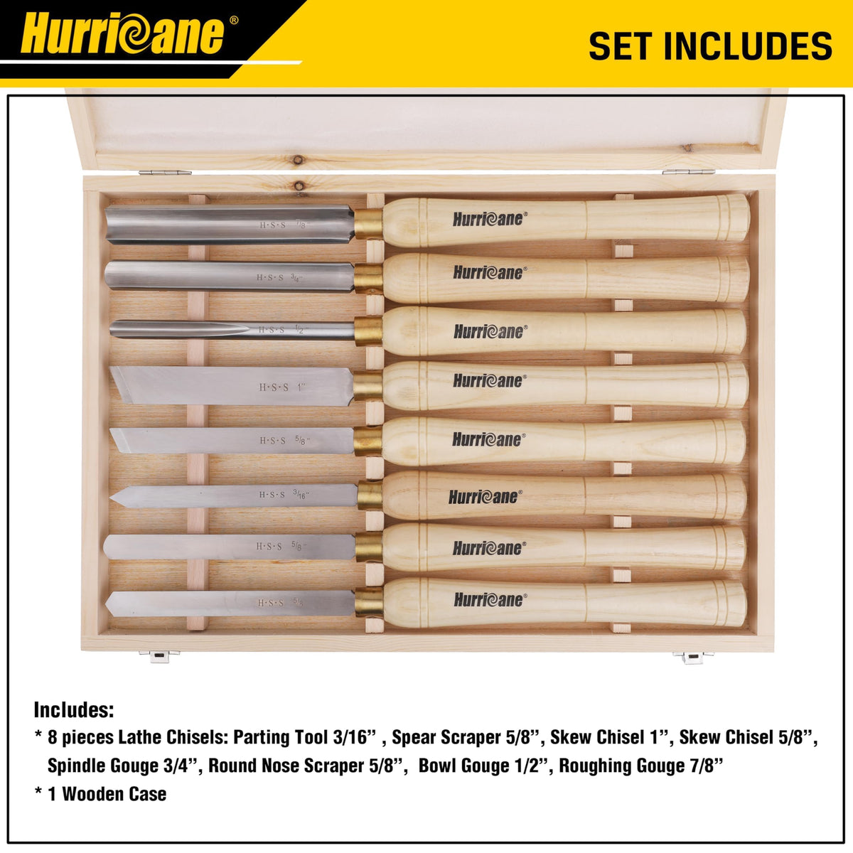 HURRICANE 8pc lathe chisel set roughing gouge handle in use