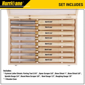 HURRICANE 8pc lathe chisel set roughing gouge handle in use