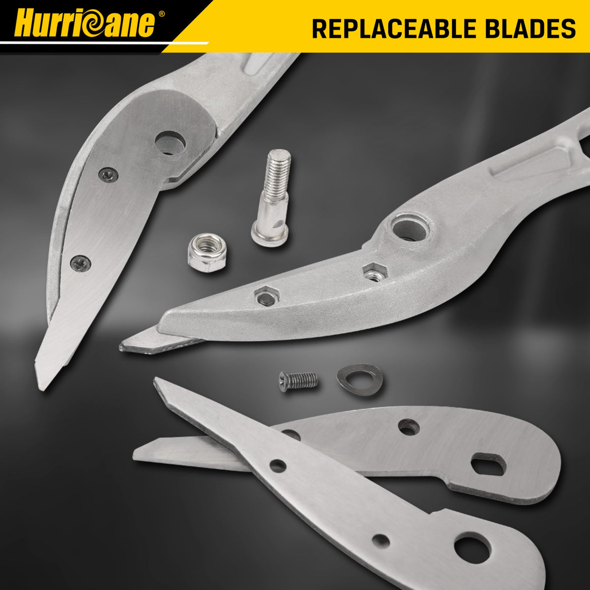 Hurricane aluminum tinner snips cutting cardboard with precision in a workshop.