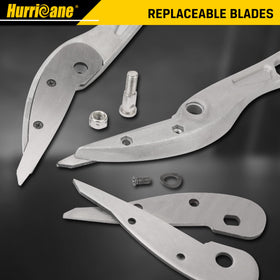Hurricane aluminum tinner snips cutting cardboard with precision in a workshop.