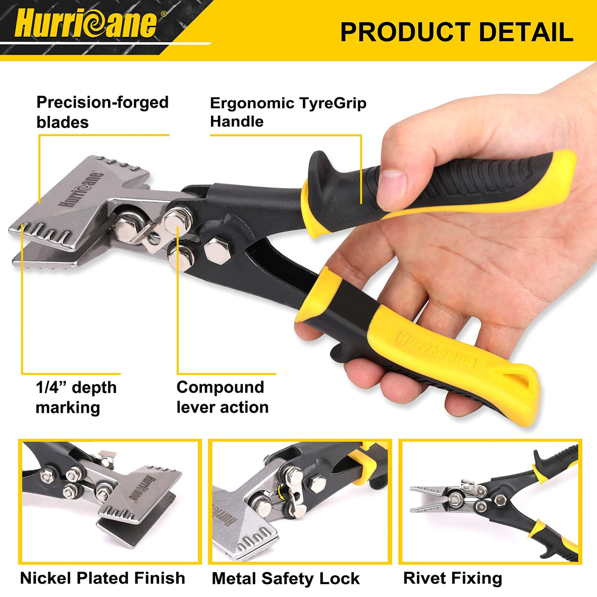 HURRICANE CR-V steel construction with polished, rust-resistant jaws for durable metalwork.