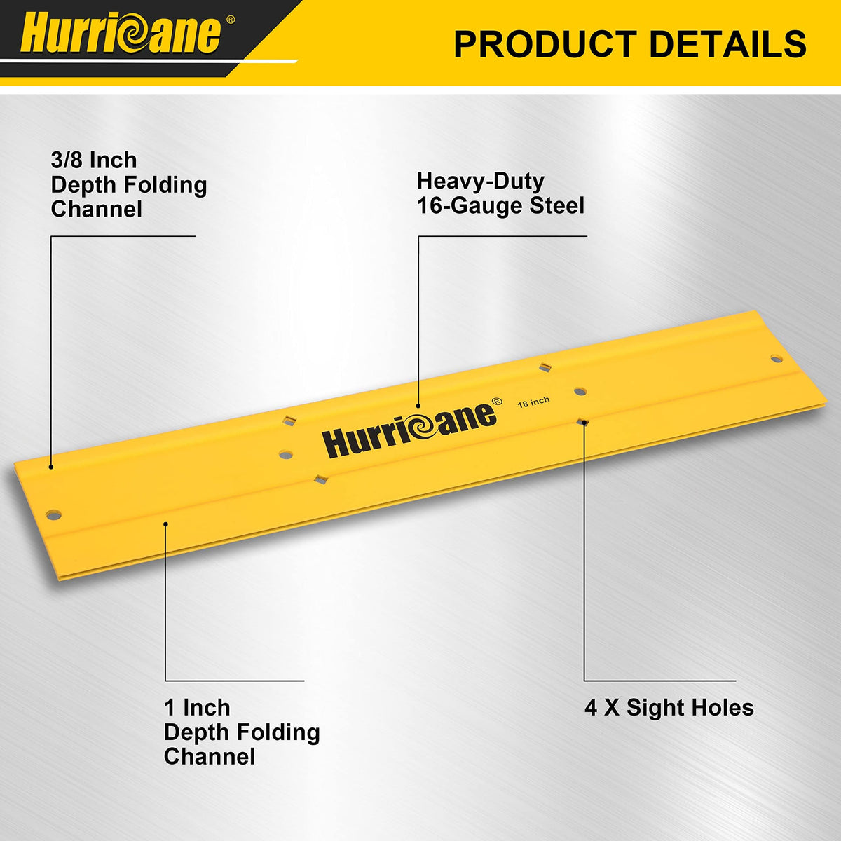 HURRICANE fold-depth-3-8-in enables consistent duct hems.