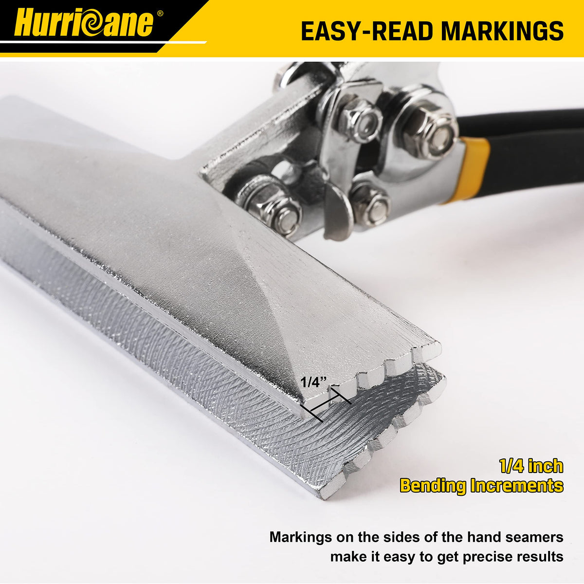 Hurricane seamer handle detail with non-slip grip for comfortable use.
