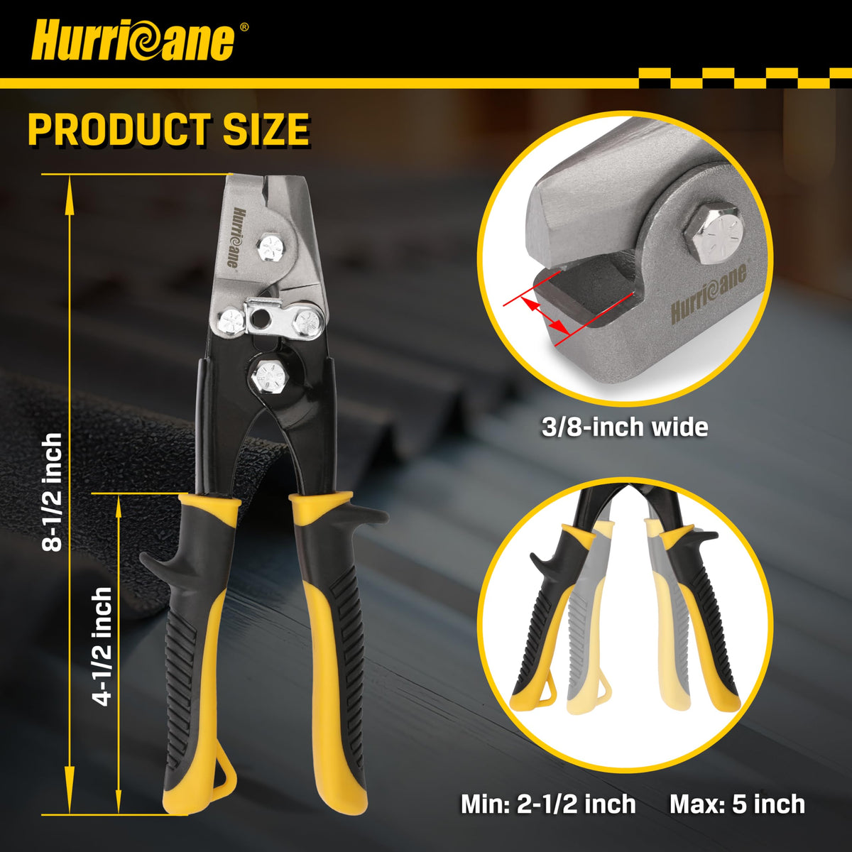 Hurricane Snap Lock Punch Tool with Tyregrip handles for reduced fatigue during crimping.