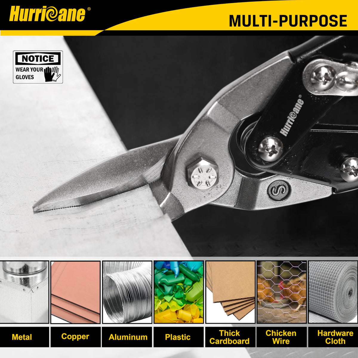HURRICANE tin snips safety latch closed for safe storage