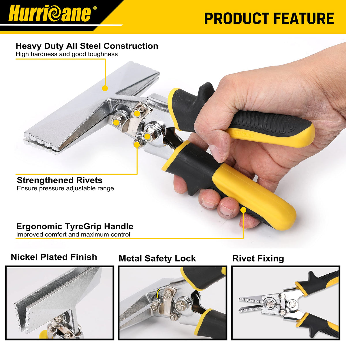 HURRICANE straight jaw bender showing clean folds ideal for HVAC projects