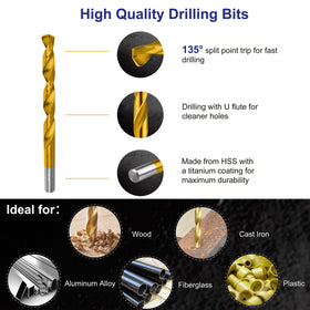 Hurricane titanium-coated drill bits shine to resist rust and reduce heat.