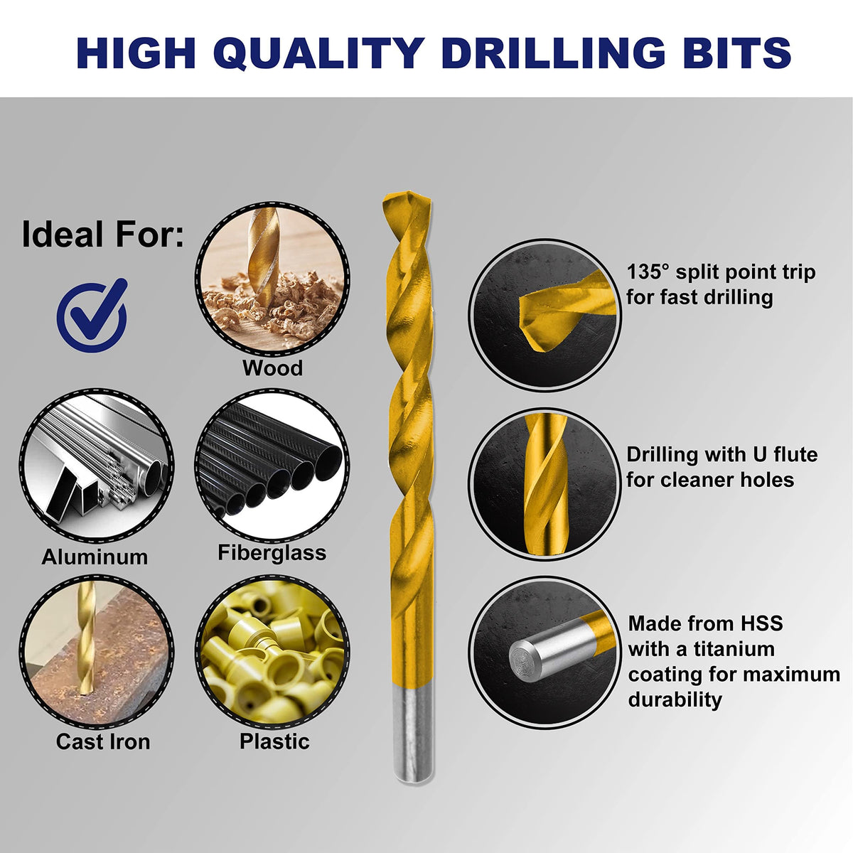 Hurricane versatile set for drilling wood, metal, and plastics
