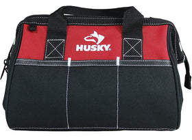 Husky 12inch tool bag with dual-zipper main compartment keeps tools organized