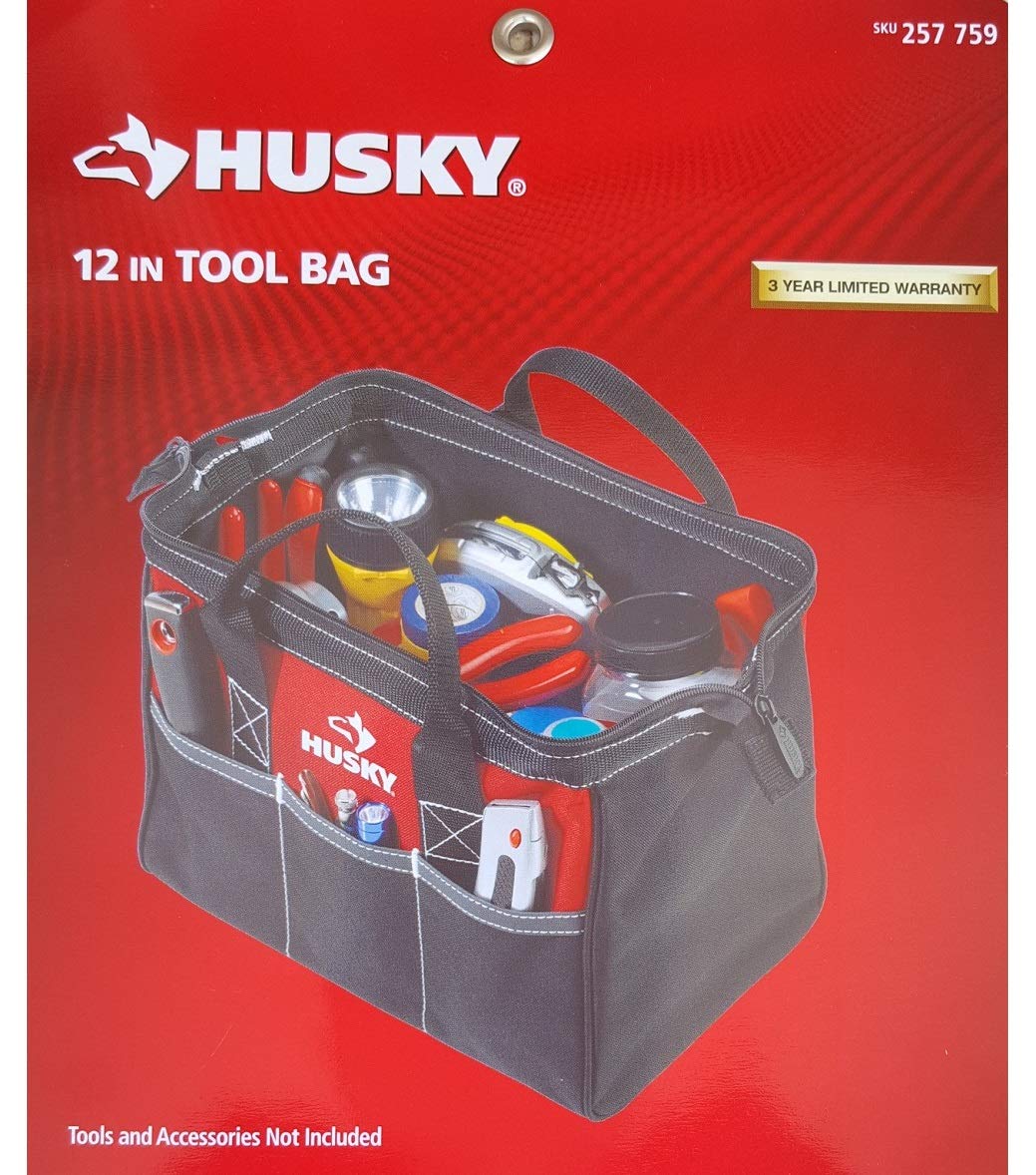 Husky 12inch tool bag fits easily in vehicles for quick transport