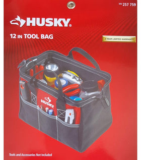Husky 12inch tool bag fits easily in vehicles for quick transport