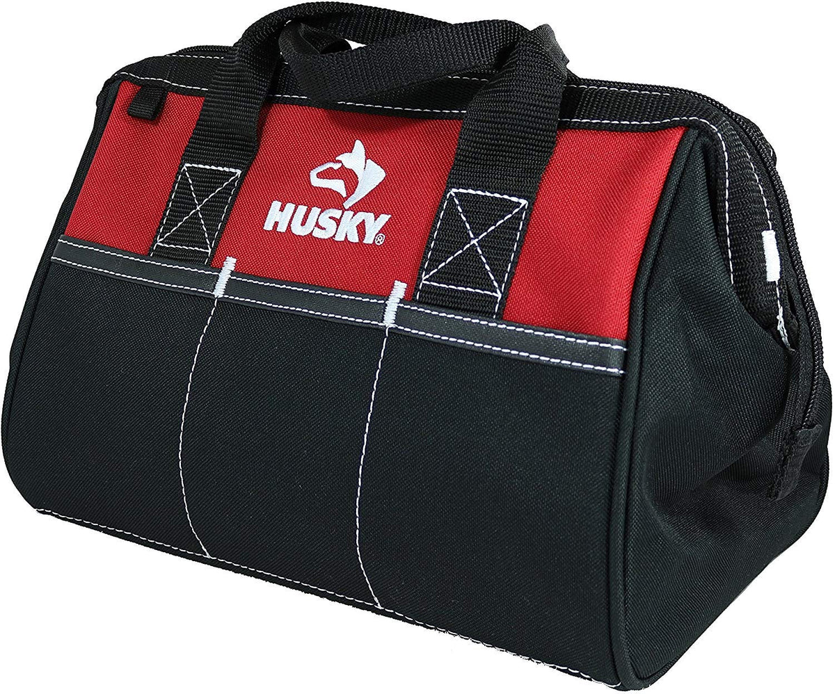 Husky 12inch tool bag features water-resistant fabric for durable everyday use