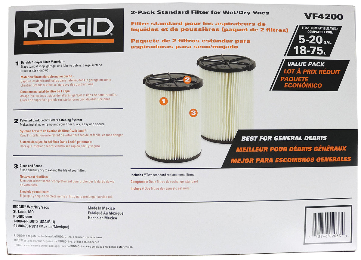 RIDGID and Husky compatibility with 6-9 gallon vacuums for broader coverage.