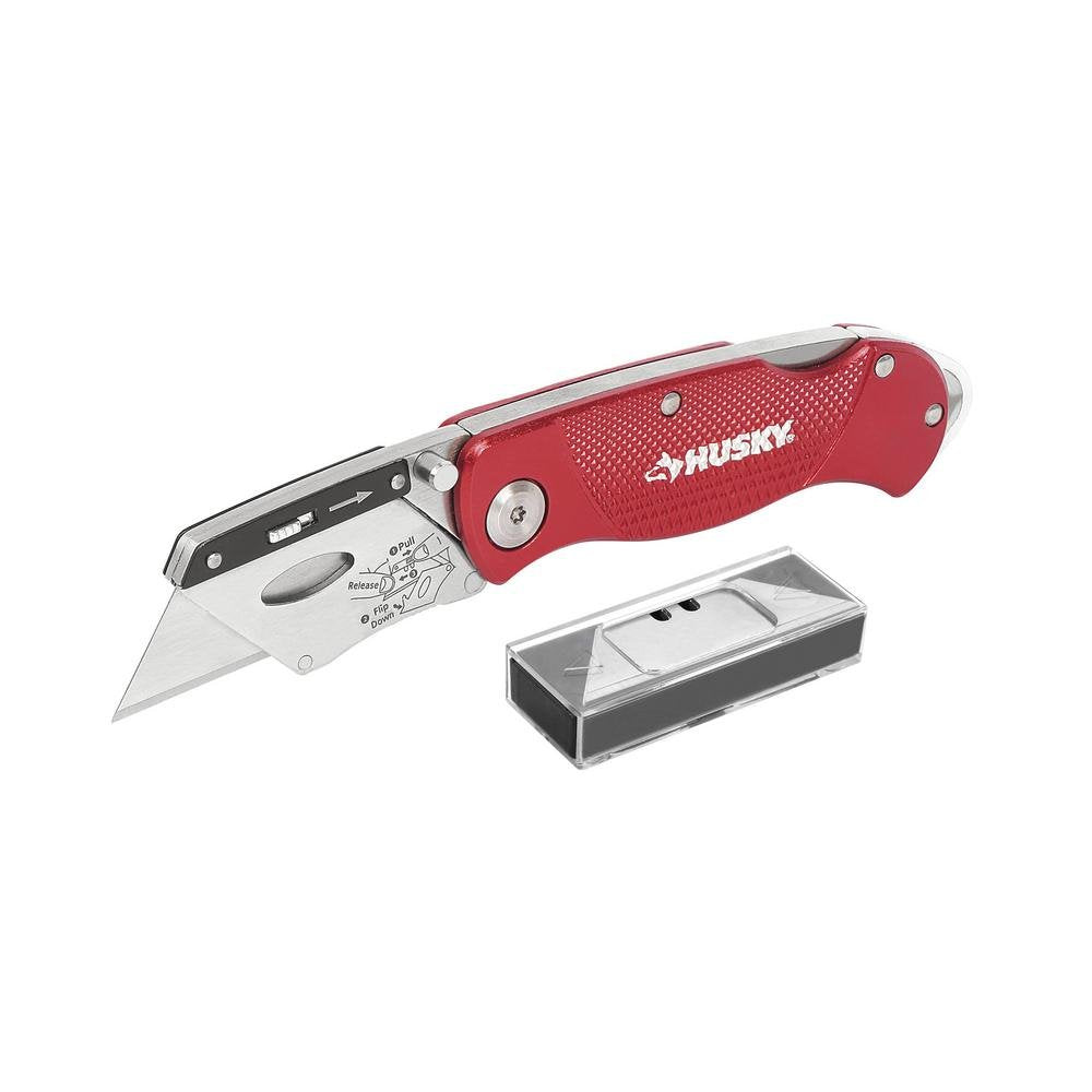 Husky Folding Lock-Back Knife with open blade for precise cuts.