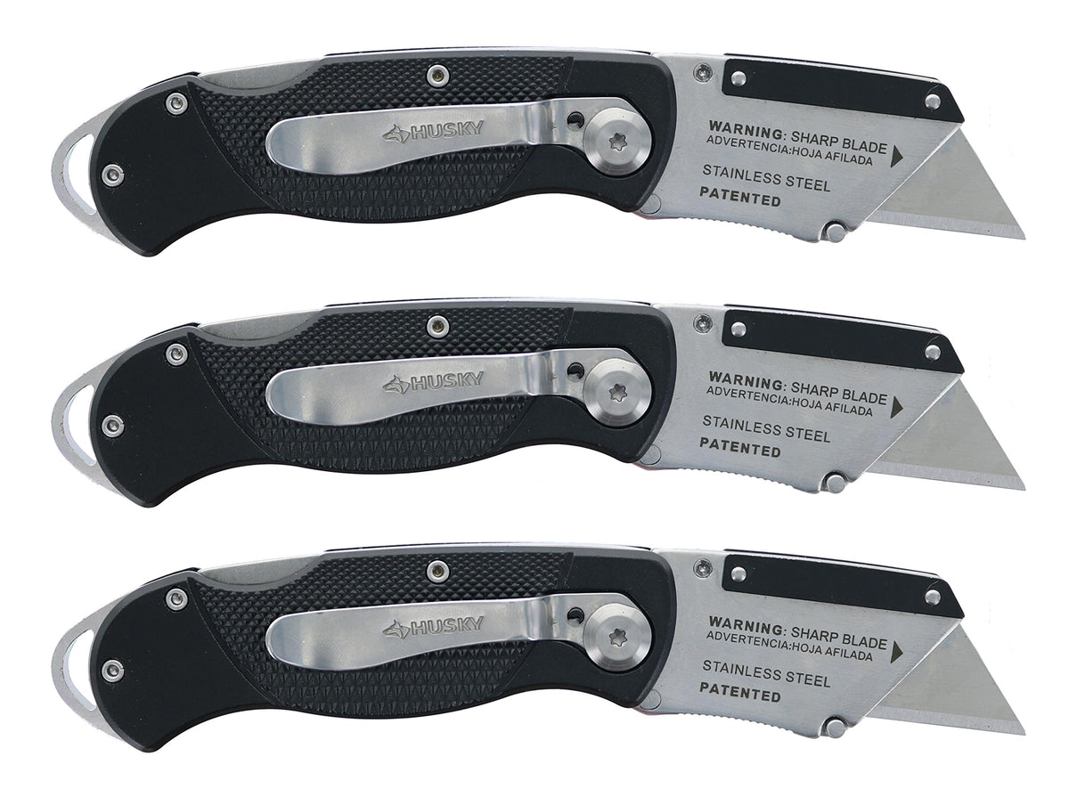 Husky folding knife features a lanyard loop for quick access and secure carry.