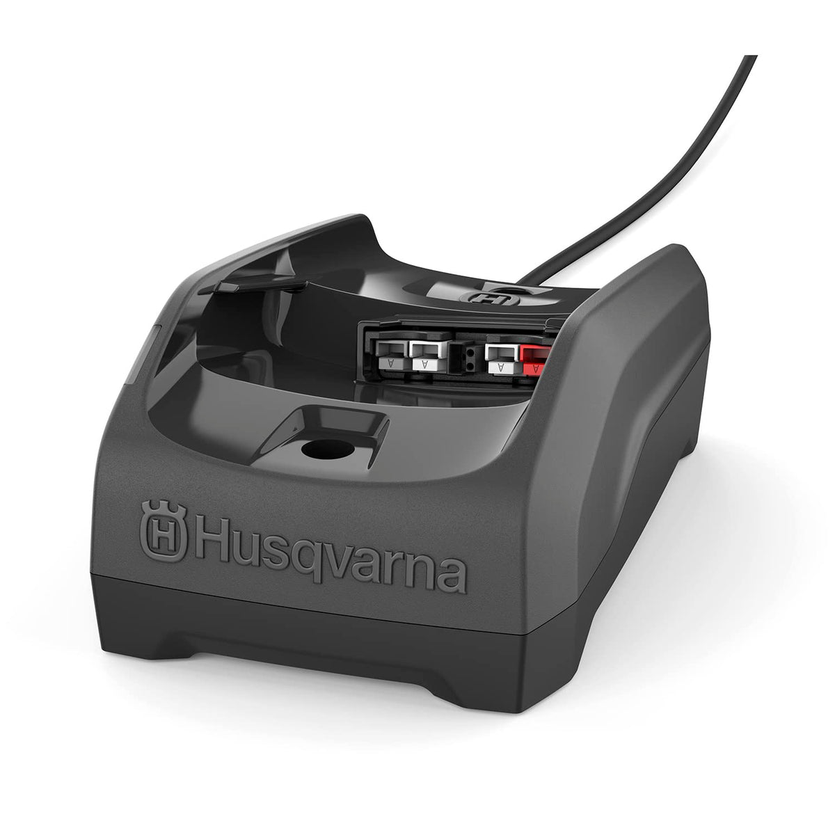 Husqvarna 40-C80 battery charger, front view, supports BLi20/BLi30 for smooth charging