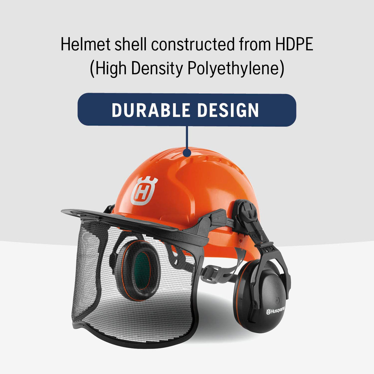 Husqvarna chainsaw helmet sun peak shields sun exposure for comfortable outdoor use.