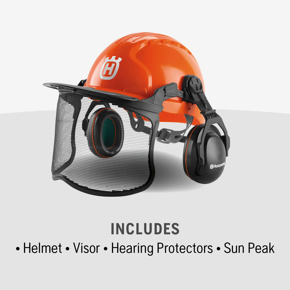 Husqvarna HDPE shell orange offers durable head protection for forestry tasks.