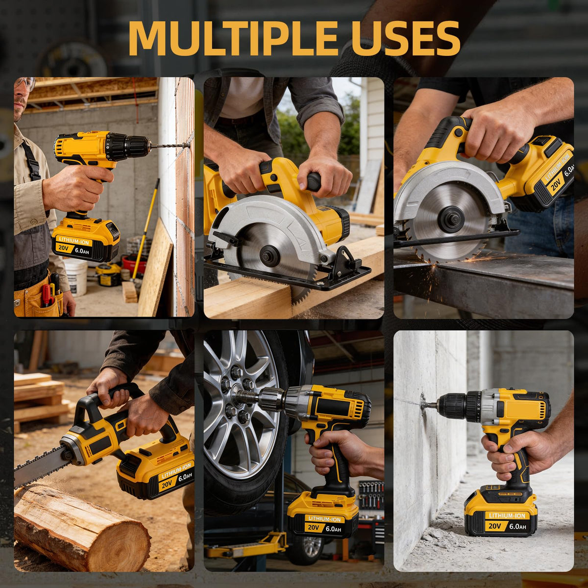 Husumzy 6.0Ah battery in a workshop setting for heavy-duty tasks