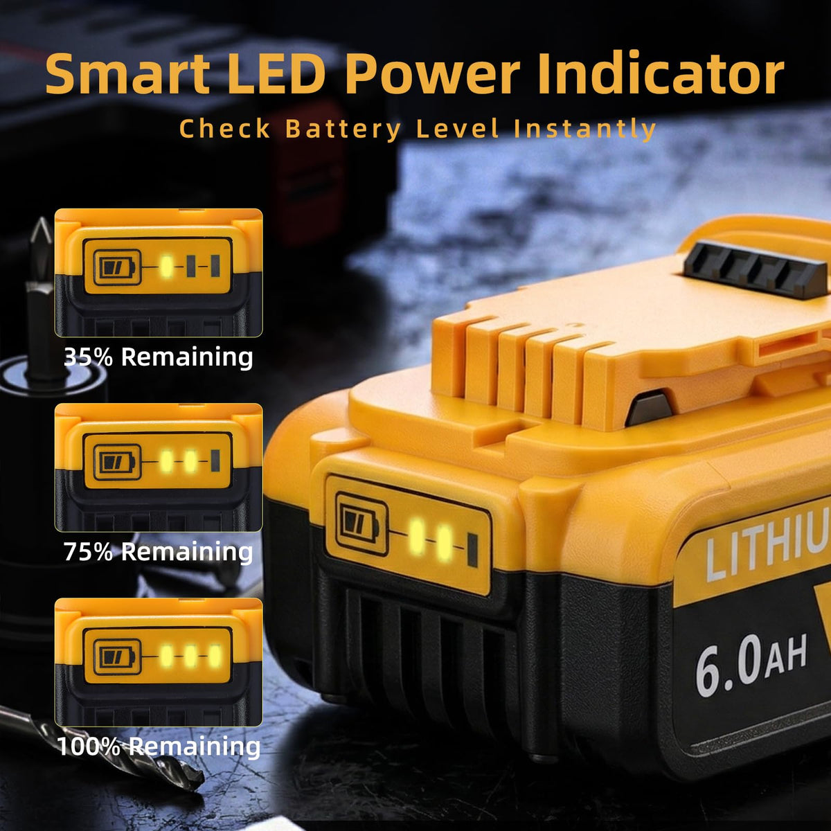 Husumzy 6.0Ah battery shown beside rugged equipment for on-site use