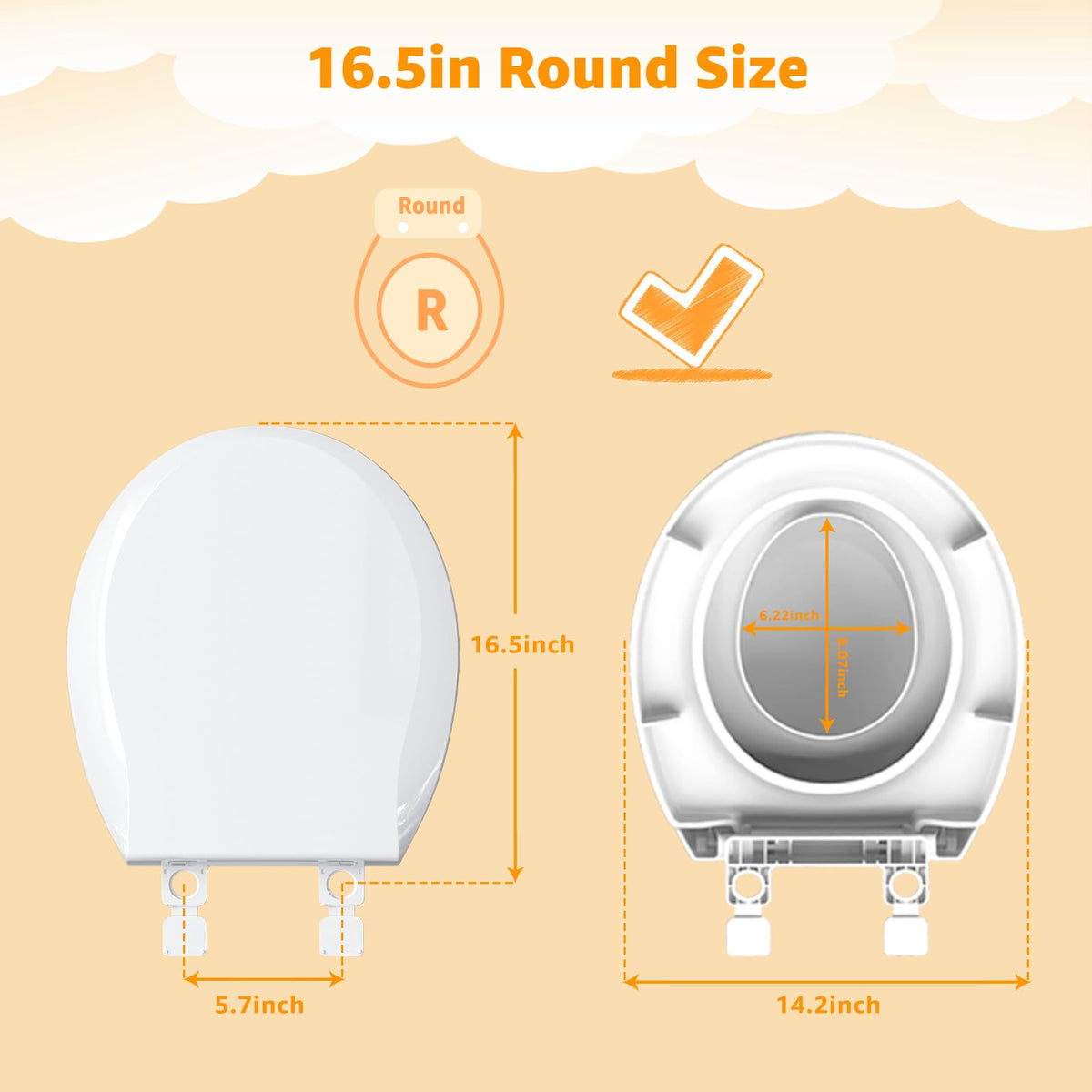 Huttdmel white round toilet seat blends with bathroom decor and practicality