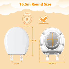 Huttdmel white round toilet seat blends with bathroom decor and practicality