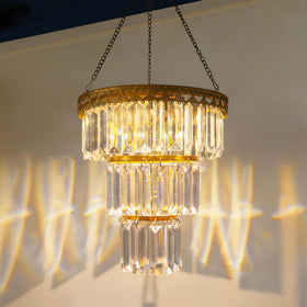 HUYIENO crystal prism light in outdoor setting adds elegance.