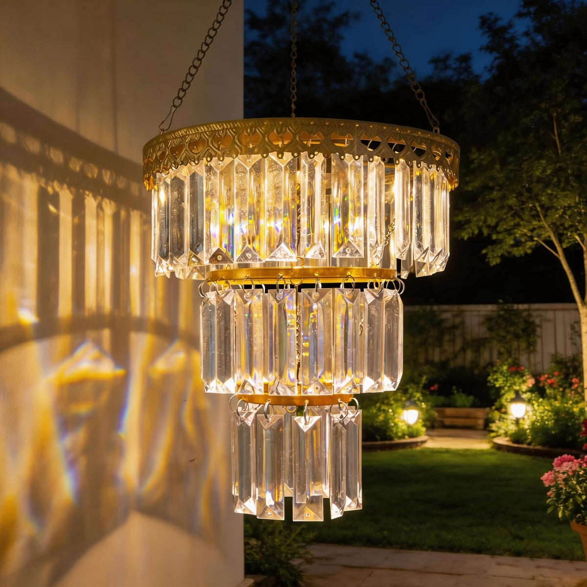 HUYIENO warm white LED lantern provides soft ambient illumination.