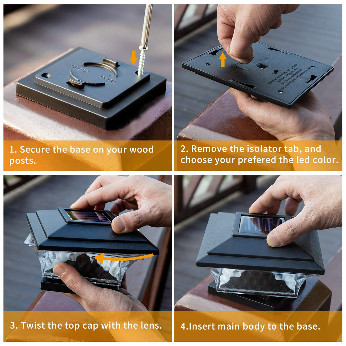Easy no-wiring installation for 4x4 posts by DIY enthusiasts.