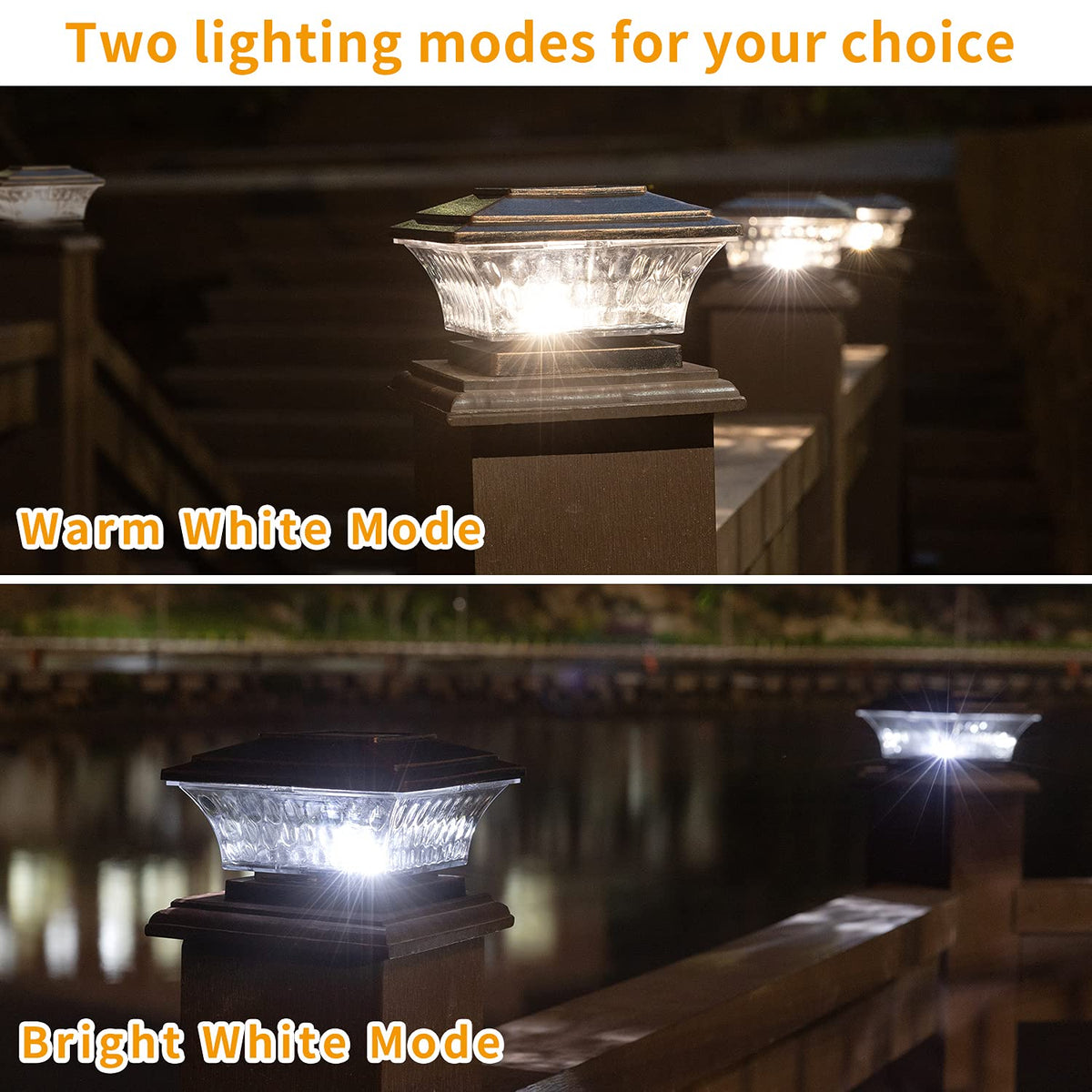 HUYIENO IP44 weatherproof post cap light withstands rain and snow.