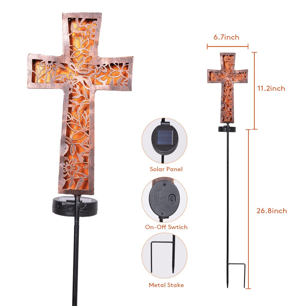 HUYIENO Solar Cross Stake LED illumination enhances pathways and porch ambiance.