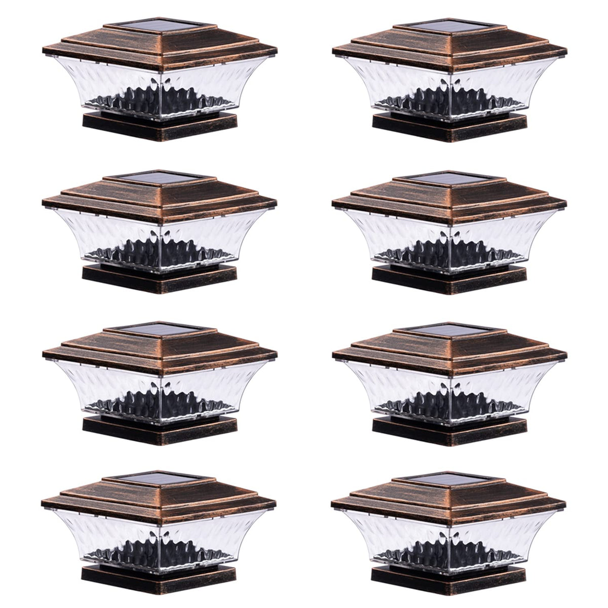 HUYIENO solar post cap light on brushed copper finish brightening outdoor spaces.