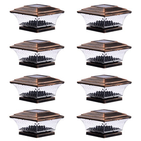 HUYIENO solar post cap light on brushed copper finish brightening outdoor spaces.