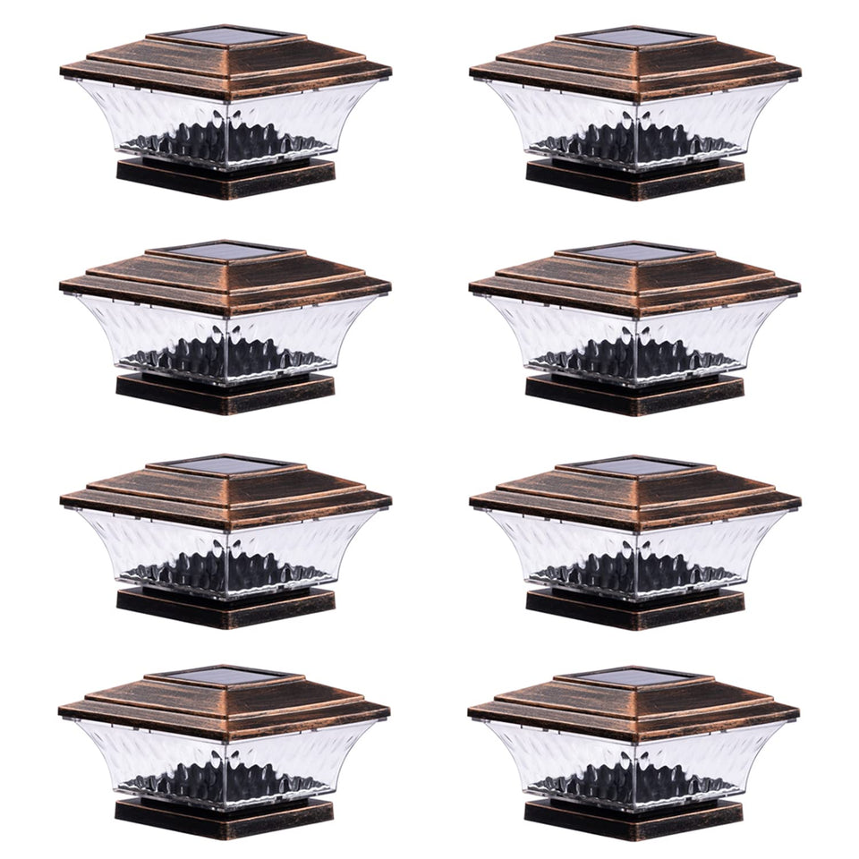 HUYIENO solar post cap light on brushed copper finish brightening outdoor spaces.