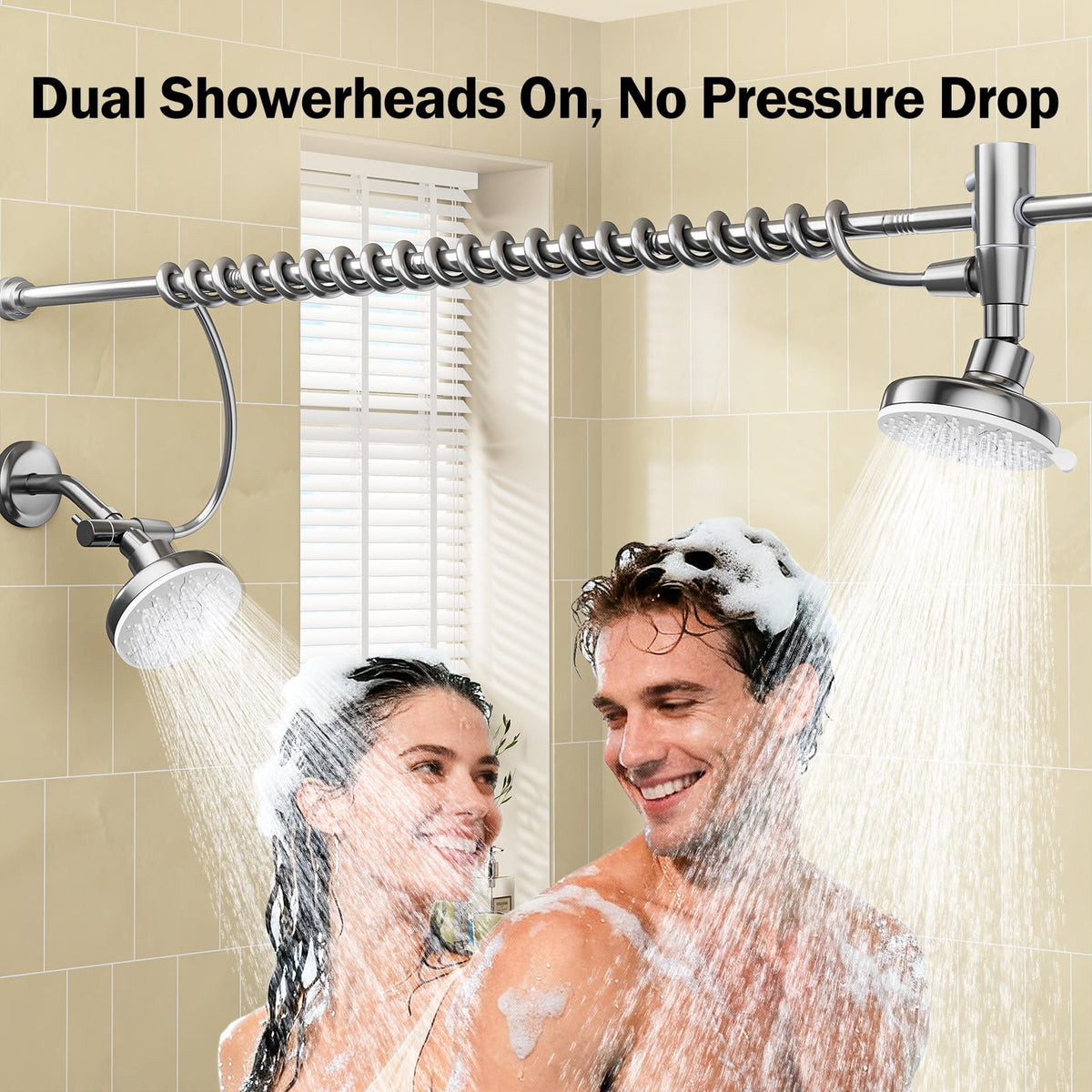 60-inch slider allows perfect distance for couples during showers